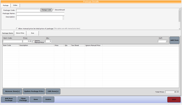 To set up a package in Inventory