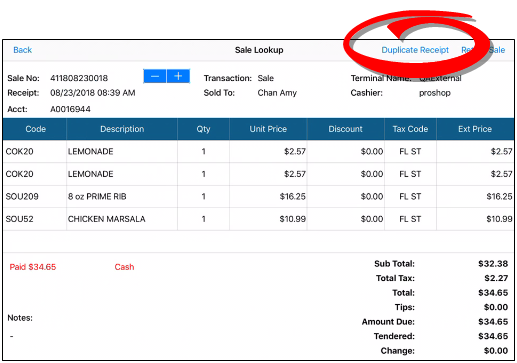 Make a Duplicate Receipt